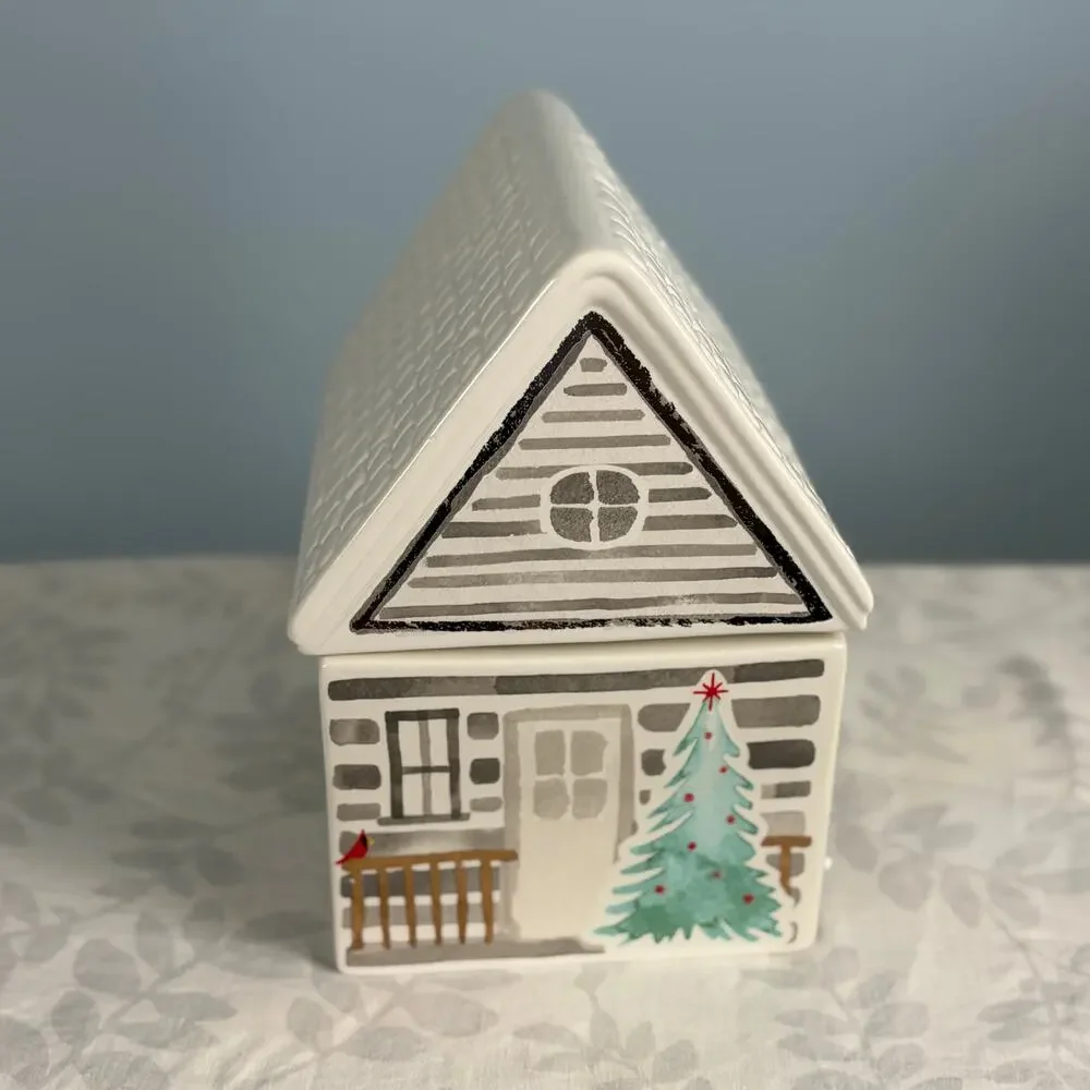 Lenox Balsam Lane Cabin Cookie Jar SKU 890755 Christmas Holiday Collectible
